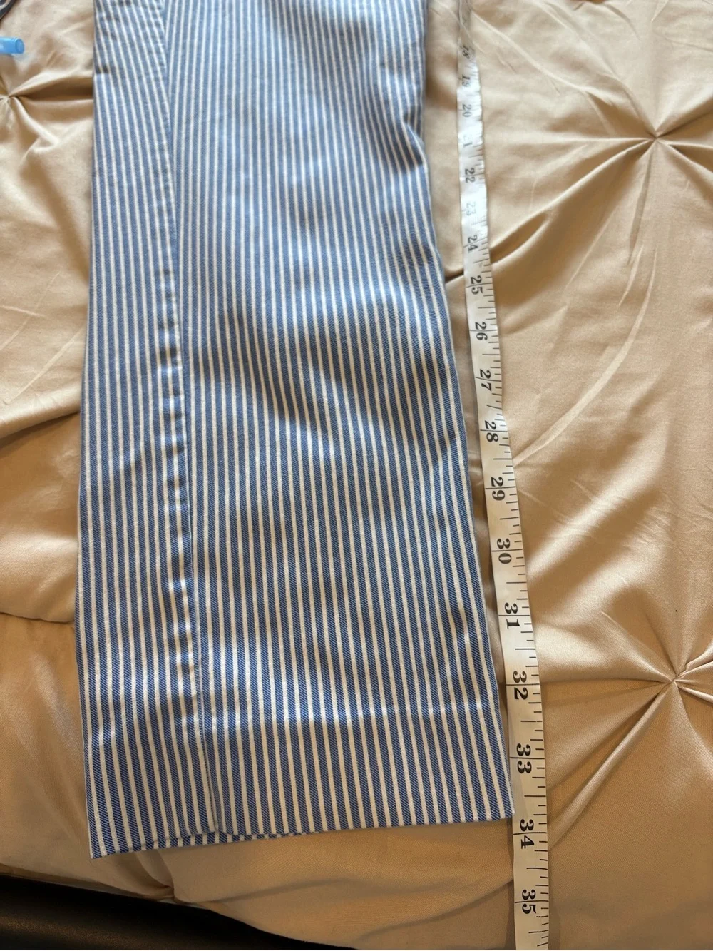Jones New York Signature Blue White Striped Pull On Ankle Pants Women Medium
